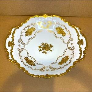 EUC Vtg Reichenbach Germany Porcelain Platter Tray with Handles White Gold